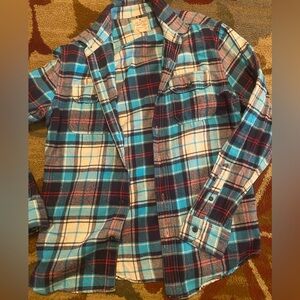 American Eagle Outfitters Plaid Flannel Shirt - Blue and Red